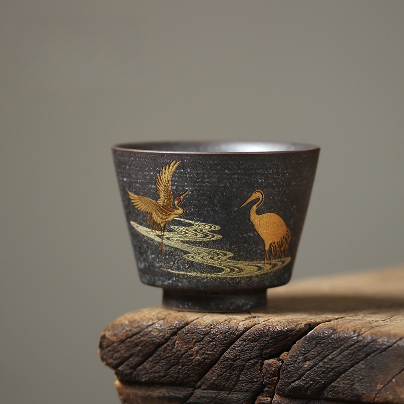 Japanese Pottery - 100 مللي كوب شاي ياباني كرين