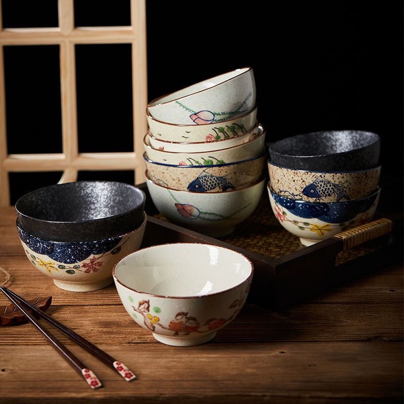 Japanese Pottery - وعاء أرز سيراميك على الطراز الياباني